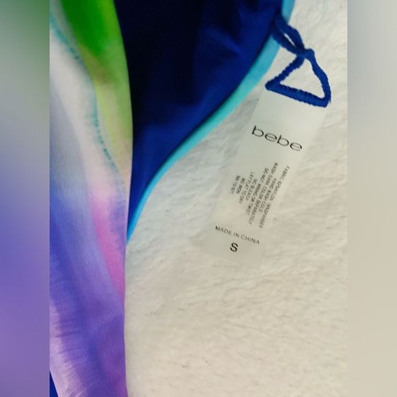 Bebe One Piece Swim Monokini Bathing Suit Zip Rhinestones Crystals Tie Dye S - Picture 7 of 8